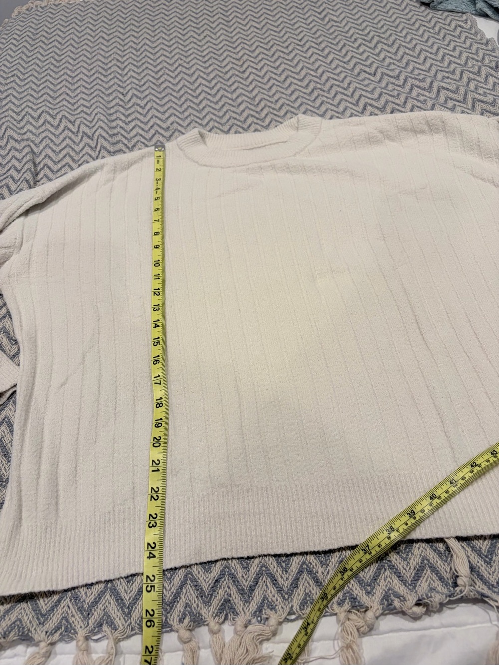 aerie Cream Ribbed Crewneck Sweater - Picture 7 of 8